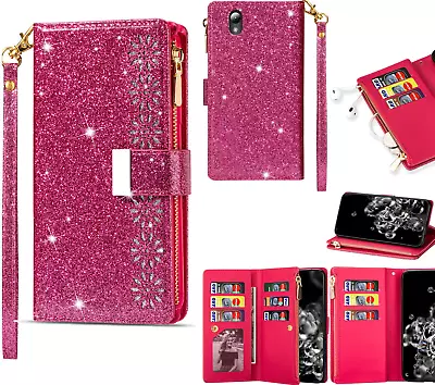 Zte Blade A31 Lite Case Glitter Leather Triple Wallet 9 Card 2 Pocket Zip • $14.50