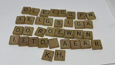 Vintage Lot Of 35 Scrabble Wooden Letter Tiles Pieces Replacements Crafts • $5.99