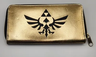 Nintendo The Legend Of Zelda Logo Gold/Black Zip Around Wallet • $10