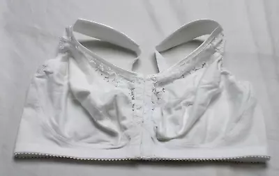 Miss Mary Of Sweden Women's  Cotton Lace Front-Closure Bra AH4 White Size 44DD • $18.99