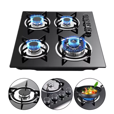 23  4-Burners Gas Cooktops Stove Top Tempered Glass Built-In / Integrated Hood • $157.70