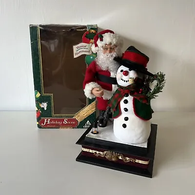 Vintage 1998 Santa Snowman Scene Musical Illuminated Tested Working Singing • £34.95
