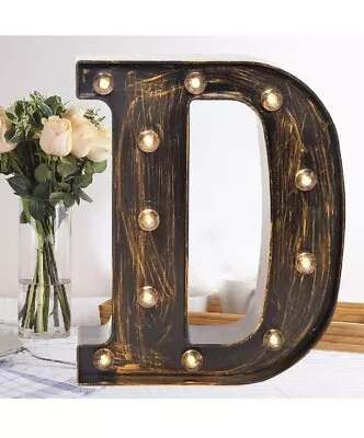 Golden Black Led Marquee Letter - Industrial Vintage Style Light Up Letter D • £7.65