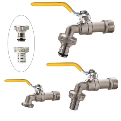 Brass Garden Tap Connector 1/2  3/4  Single Outlet Valve IBC Tank Water Adapter • £6.19