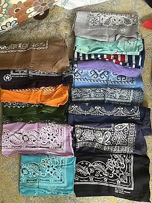 VTG Bandana Lot Of 15 Made In USA 100% Cotton Fast Color Elephant Cowboy Scarf • $75