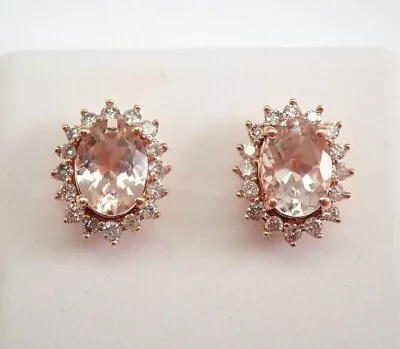 2.40 Ct Oval Cut Lab Created Morganite Stud Earrings 14K Rose Gold Plated • $69.87