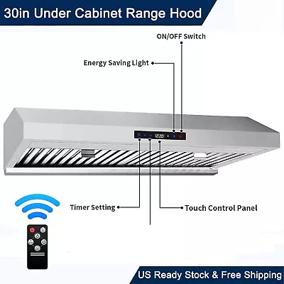 800CFM Kitchen 30in Under Cabinet Range Hood Stainless Steel Touch Control New • $185.99