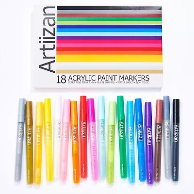 18 Acrylic Paint Pens Extra Fine Point 0.7mm Water Based Premium Markers • £7.49