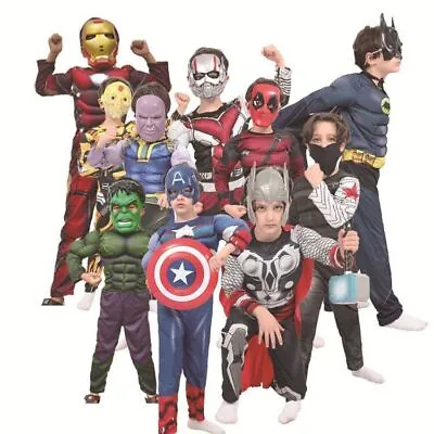 Boys Spiderman Ironman Thor Hulk Cosplay Costume Kids Fancy Halloween 3-10 Years • $20.89