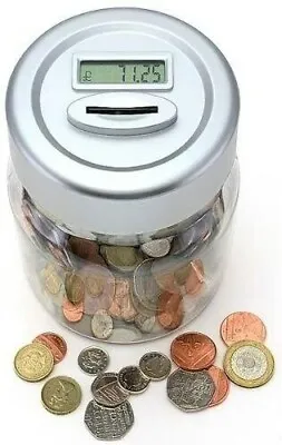 Electronic Lcd Coin Money Counting Jar Box Saving Safe Digital Piggy Bank New • £10.99