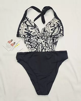 VODA Swim Women's Envy Push Up Tie Front Monokini Swimsuit-(Milos MEDIUM)NEW • $99.99