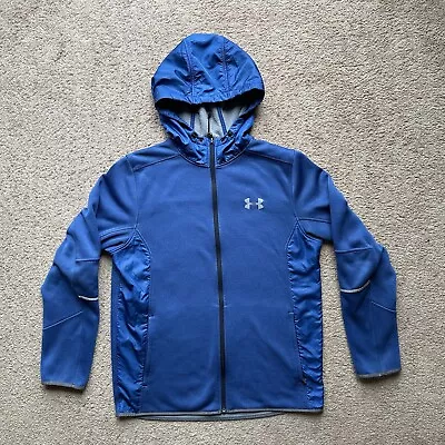 Under Armour Sweatshirt Mens Medium Hoodie Full Zip Blue Storm Fleece • $19.95