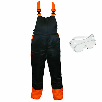 Chainsaw Bib Brace Trousers Dungarees Protective Large 34/38 + Safety Goggles • £75.96