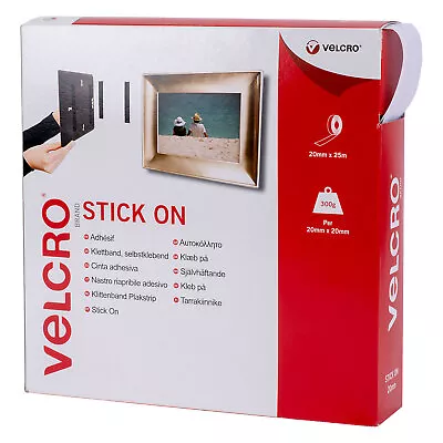 VELCRO® Brand VEL-EC60354 Stick On Roll 20mm X 25m - White • £46.89