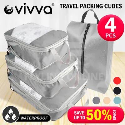 $24.50 • Buy Vivva Compression Travel Luggage Suitcase Organiser Storage Bags Packing Cubes