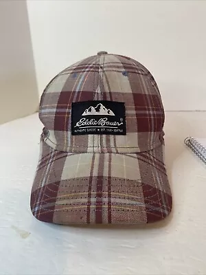 Eddie Bauer Merlot Plaid Bucked Back Ball Cap • $15.95