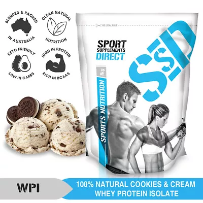 1kg Natural Cookies And Cream Whey Protein Isolate - Australian Wpi 1 X 1kg • $43.62