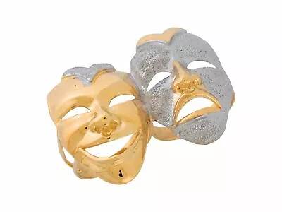 10k Or 14k Two-Tone Comedy And Tragedy Theater Masks Split Shank Mens Ring • $834.99