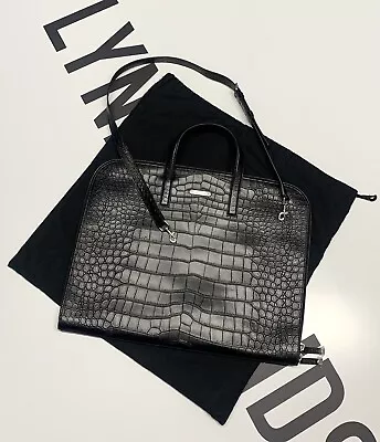 Saint Laurent Black Croc Business Travel Briefcase Leather Bag - RRP £1450 • £900