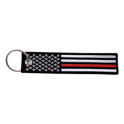 American USA Flag Keychain Key Tag - Cars Bikes Luggage Bags (Thin Red Line) • $7.99