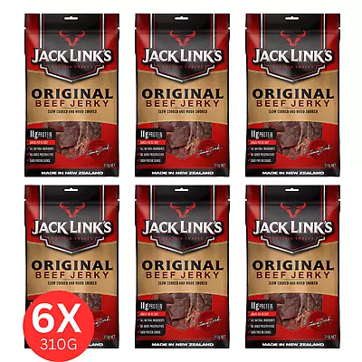 6x Jack Link's Original Beef Jerky Protein Snacks Made In New Zealand 310g Jumbo • $127.76