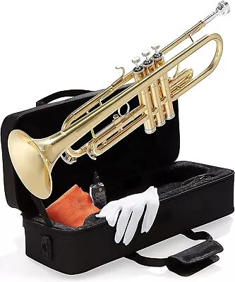 Mendini By Cecilio B Flat Bb Trumpets For Beginner Or Advanced Student - Gold • $105.45