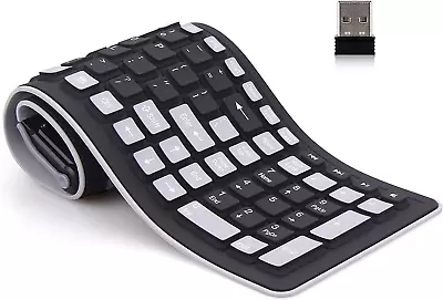 Wireless Silicone Keyboard 2.4Ghz Wireless Foldable Rollup Keyboard. • $34.99