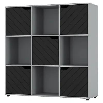 Wooden Cube Bookcase Line Door Display Shelf Storage Shelving Cupboard Modern • £63.99