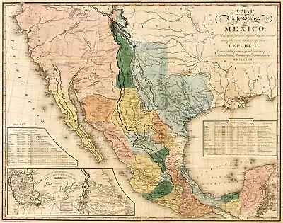 1846 United States Of Mexico Map Poster Wall Art Decor Old History Print Repro • $37.95