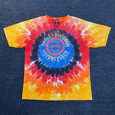 Vintage Harley Davidson T Shirt Large Tie Dye Mitchell’s Modesto California Red • $24.95