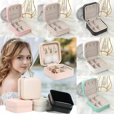 Small Jewellery Box Organizer Travel Leather Carry Storage Case Jewelry Boxes • £5.74