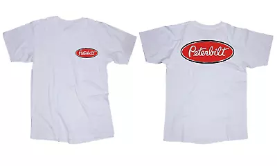 Peterbilt Logo White T-shirt Semi Trucking Diesel • $15.95
