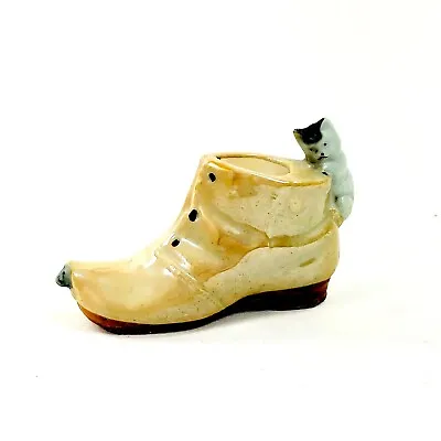 Cat & Mouse On Boot Figure Pick Holder Planter Luster Porcelain Japan C15 • $12.95