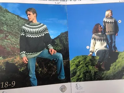 2 Lopi Icelandic Wool Knitting Patterns 18-6 & 18-9 Sweaters Men Ladies Child • £4