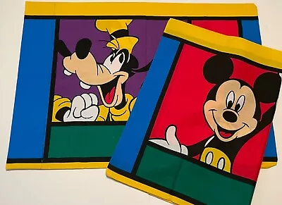 TWO 2 UNUSED Vtg Disney Standard Pillowcases Mickey Mouse Goofy Color Block • $11.99