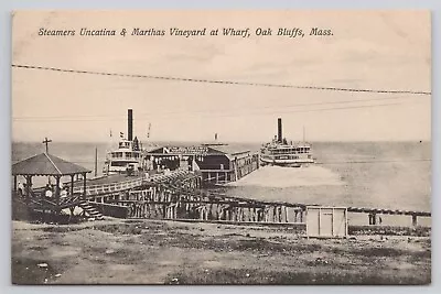 C 1910 Oak Bluffs Mass Steamers Uncatina & Martha's Vineyard RPPC Postcard • $27.01