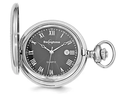 Stainless Steel Black Dial Quartz 48mm Pocket Watch • $239