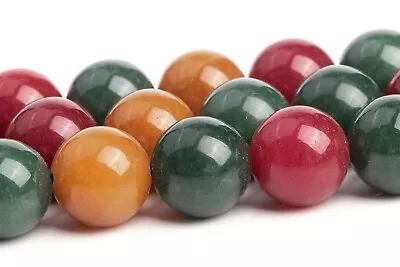 Yellow Red Green Jade Beads Round Gemstone Loose Beads 8/10MM • $3.99