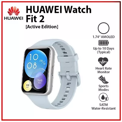 Huawei Watch Fit 2 BLUE Active Edition AMOLED Bluetooth Android IOS Smartwatch • $235