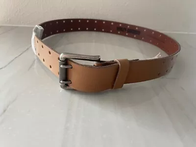 Men's HARLEY-DAVIDSON NWT Double Prong Full Grain Leather Belt-Brown-Size 32/34 • $38.99