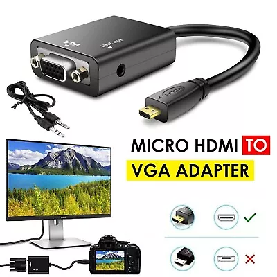 HDMI Male To VGA Male Cable Monitor Lead Full HD 1080P Converter Laptop Adapter • $18.99
