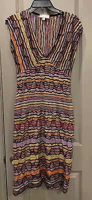 M Missoni V Neck Knit Multicolor Dress Made In Italy Size 10 • $89