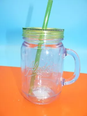 Aladdin Insulated Mason Jar 20oz Clear Lime Green With Lid & Straw VERY NICE • $18