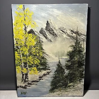 Signed Art Painting Mountain Alpine Winter Vertical Landscape Impasto 12x16 • $78