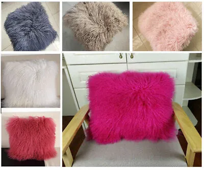 100% Real Mongolian Tibetan Lamb Fur Pillow Cushion Wool Fur Pillowcase 6 Color • $34.19