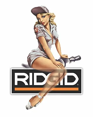 Ridgid Tools Sticker Decal Plug Girl Garage Mechanic Glossy Label Tool Box Usa • $4.95