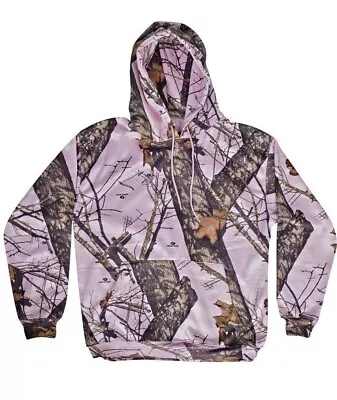 Pink Camo Hoodie Women Mossy Oak Sweatshirt Pink Camouflage Pullover Sz S Small • $14.99