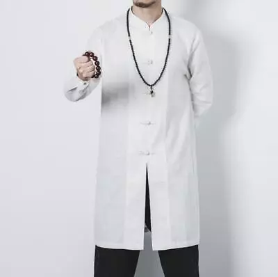 Spring/Fall Chinese Style Men's  Cotton Linen Jacket Buckle Long Coat Tang Suit • $32.20