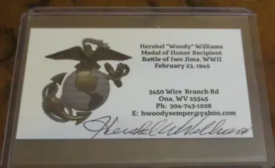 Hershel Williams Medal Of Honor Recipient WW2 Signed Autographed Business Card • $19.95