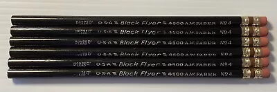 Vintage A.W. Faber Black Flyer 4500 Bonded Lead USA 6 Pencils Unsharpened No.4 • $15